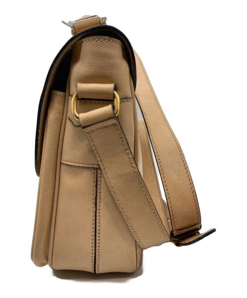 CELINE（セリーヌ）CELINE (セリーヌ) リザード型押しサークルロゴショルダーバッグ ベージュの古着・服飾アイテム