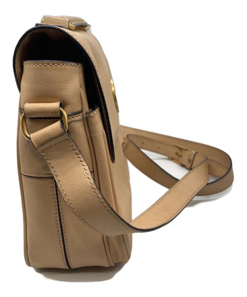 CELINE（セリーヌ）CELINE (セリーヌ) リザード型押しサークルロゴショルダーバッグ ベージュの古着・服飾アイテム