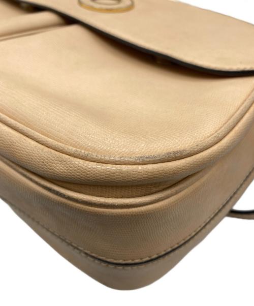 CELINE（セリーヌ）CELINE (セリーヌ) リザード型押しサークルロゴショルダーバッグ ベージュの古着・服飾アイテム