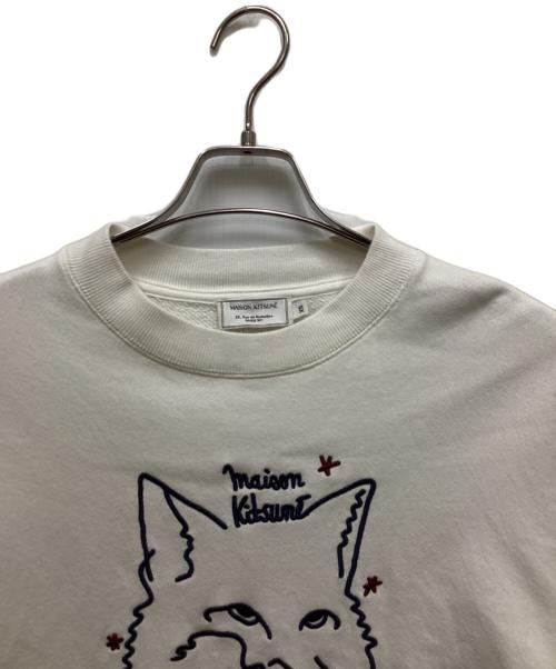 maison kitsune（メゾンキツネ）MAISON KITSUNE (メゾンキツネ) ロゴスウェット ホワイト サイズ:XSの古着・服飾アイテム