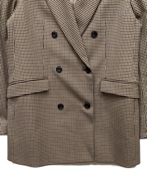 23区（ニジュウサンク）23区 (ニジュウサンク) ガンクラブチェックダブルジャケット ブラウン サイズ:40の古着・服飾アイテム