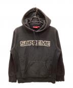 SUPREMEシュプリーム）の古着「18AW Perforated Leather Hooded Sweatshirt/パーファレイティド レザー フーディー スウェットシャツ」｜ブラック