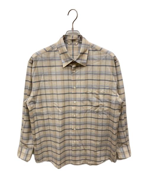 AURALEE（オーラリー）AURALEE (オーラリー) SUPER LIGHT WOOL CHECK SHIRT/スーパーライトウールチェックシャツ ベージュ サイズ:3の古着・服飾アイテム