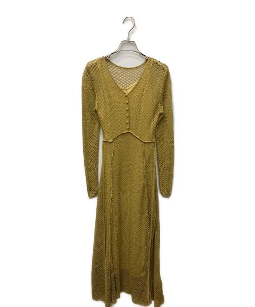 LAGUNA MOON（ラグナムーン）LAGUNA MOON (ラグナムーン) オープンワークパターンニットワンピース イエロー サイズ:Sの古着・服飾アイテム