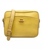 CELINEセリーヌ）の古着「サークルロゴプレートレザーショルダーバッグ」｜イエロー