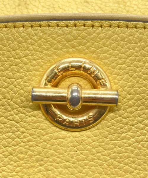CELINE（セリーヌ）CELINE (セリーヌ) サークルロゴプレートレザーショルダーバッグ イエローの古着・服飾アイテム