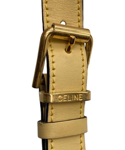 CELINE（セリーヌ）CELINE (セリーヌ) サークルロゴプレートレザーショルダーバッグ イエローの古着・服飾アイテム