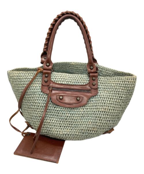 BALENCIAGA（バレンシアガ）BALENCIAGA (バレンシアガ) ラフィアバッグ グリーンの古着・服飾アイテム