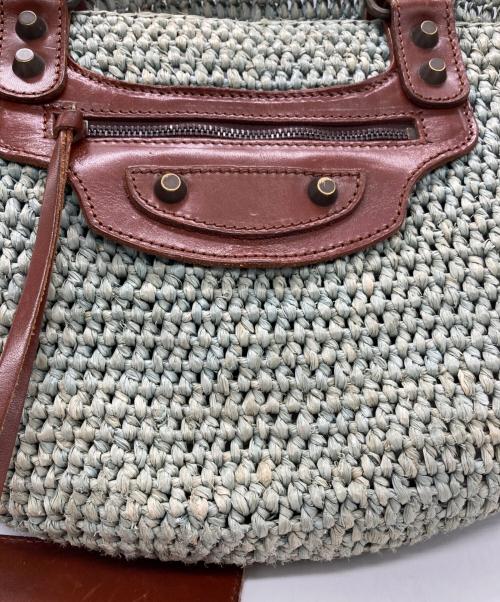 BALENCIAGA（バレンシアガ）BALENCIAGA (バレンシアガ) ラフィアバッグ グリーンの古着・服飾アイテム