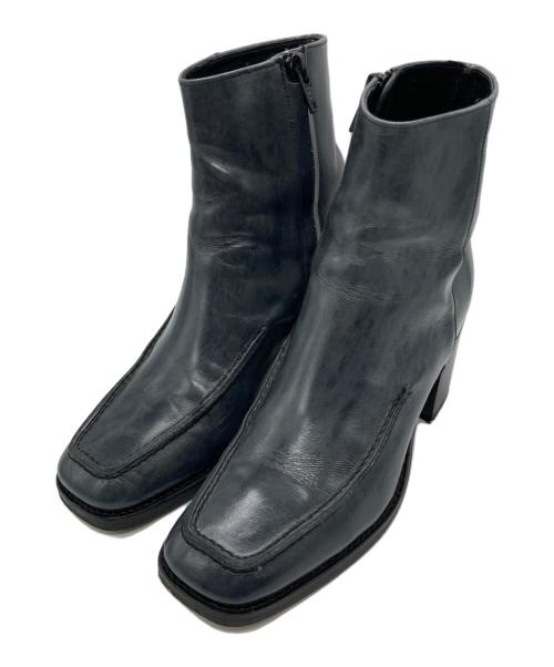 UNTISHOLD（アンチショルド）UNTISHOLD (アンチショルド) サイドジップスクエアトゥブーツ ネイビー サイズ:36の古着・服飾アイテム