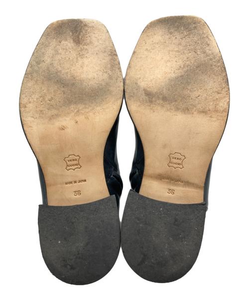 UNTISHOLD（アンチショルド）UNTISHOLD (アンチショルド) サイドジップスクエアトゥブーツ ネイビー サイズ:36の古着・服飾アイテム