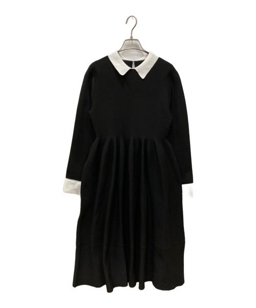 trefle+1（トレフルプラスワン）trefle+1 (トレフルプラスワン) 襟付ニットワンピース ブラック サイズ:FREEの古着・服飾アイテム