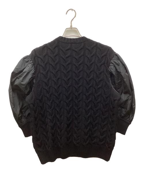 MaxMara（マックスマーラ）MaxMara (マックスマーラ) ピュアウールバルーンスリーブドレス ケーブルニットワンピース ブラック サイズ:Sの古着・服飾アイテム