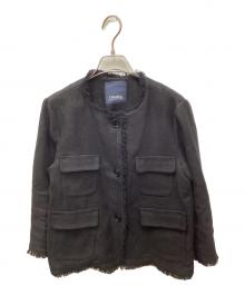 'S Max Mara（エスマックスマーラ）の古着「コットンリネンノーカラージャケット」｜ブラック