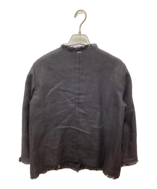 'S Max Mara（エスマックスマーラ）'S Max Mara (エスマックスマーラ) コットンリネンノーカラージャケット ブラック サイズ:36の古着・服飾アイテム