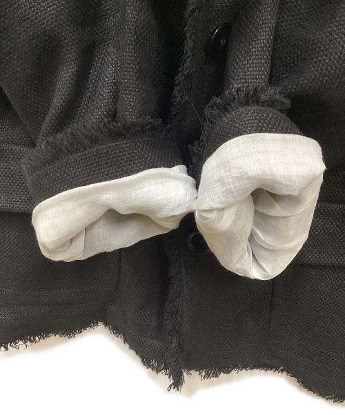 'S Max Mara（エスマックスマーラ）'S Max Mara (エスマックスマーラ) コットンリネンノーカラージャケット ブラック サイズ:36の古着・服飾アイテム