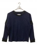 MM6 Maison Margielaエムエムシックスメゾンマルジェラ）の古着「インサイドアウトリブ切替ニット」｜ネイビー