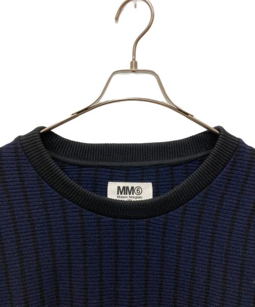 MM6 Maison Margiela（エムエムシックスメゾンマルジェラ）MM6 Maison Margiela (エムエムシックスメゾンマルジェラ) インサイドアウトリブ切替ニット ネイビー サイズ:Mの古着・服飾アイテム