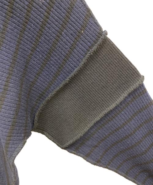 MM6 Maison Margiela（エムエムシックスメゾンマルジェラ）MM6 Maison Margiela (エムエムシックスメゾンマルジェラ) インサイドアウトリブ切替ニット ネイビー サイズ:Mの古着・服飾アイテム