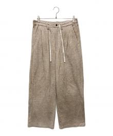 ANCELLM（アンセルム）の古着「CUT STRIPE EASY SLACKS/カットストライプイージースラックス」｜ベージュ