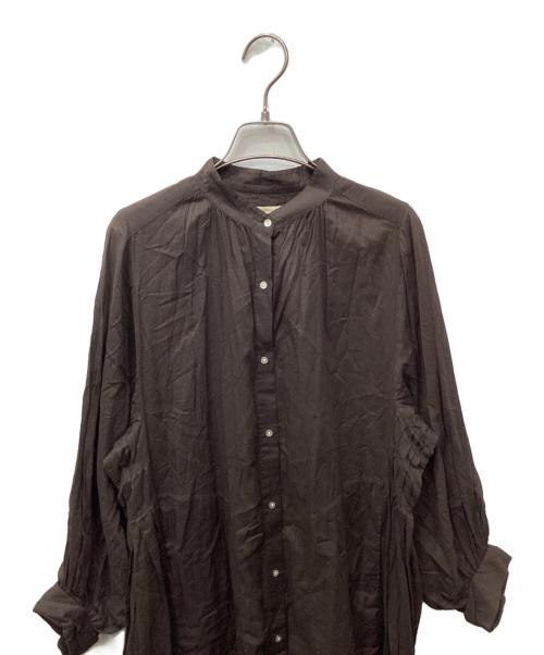 ne quittez pas（ヌキテパ）ne quittez pas (ヌキテパ) コットンボイルピンタックドレス ブラウン サイズ:Mの古着・服飾アイテム