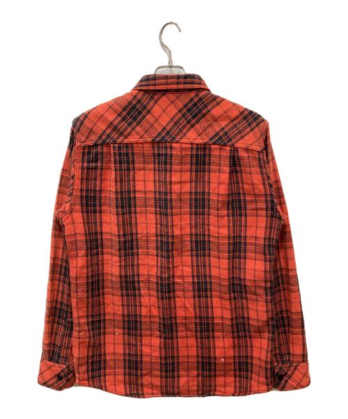 Ron Herman（ロンハーマン）Ron Herman (ロンハーマン) ペイント加工ネルシャツ レッド サイズ:Lの古着・服飾アイテム