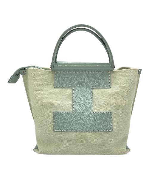 IACUCCI（イアクッチ）IACUCCI (イアクッチ) キャンバス×レザーハンドバッグ グリーンの古着・服飾アイテム