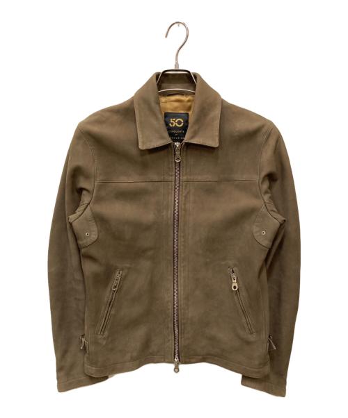 Cinquanta（チンクワンタ）Cinquanta (チンクワンタ) ESTNATION (エストネーション) ヌバックレザージャケット ベージュ サイズ:46の古着・服飾アイテム
