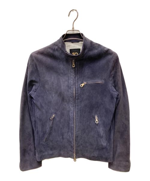 Cinquanta（チンクワンタ）Cinquanta (チンクワンタ) ゴートレザースウェードジャケット ネイビー サイズ:46の古着・服飾アイテム