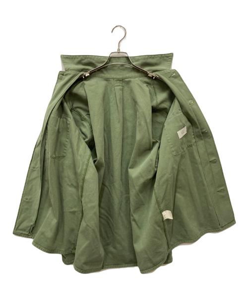 URU（ウル）uru (ウル) COTTON BACKSATIN MILITARY L/S SHIRTS/コットンバックサテンミリタリーロングスリーブシャツ グリーン サイズ:2の古着・服飾アイテム