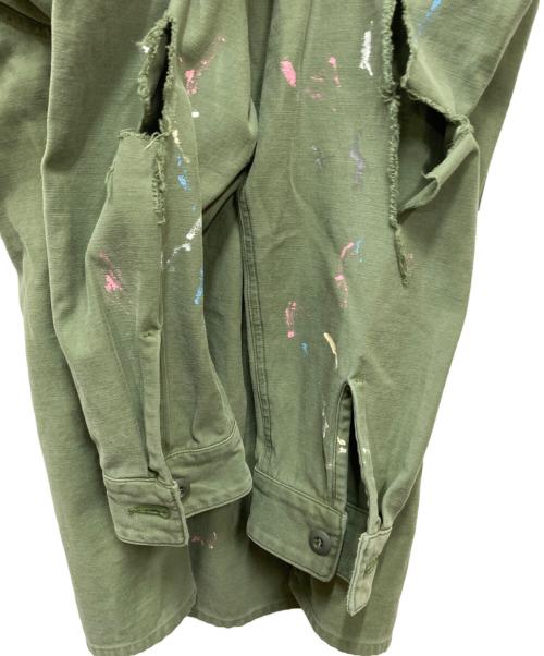 URU（ウル）uru (ウル) COTTON BACKSATIN MILITARY L/S SHIRTS/コットンバックサテンミリタリーロングスリーブシャツ グリーン サイズ:2の古着・服飾アイテム