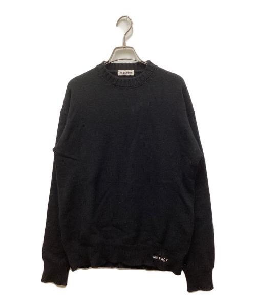 JIL SANDER（ジルサンダー）JIL SANDER (ジルサンダー) MOTHER刺繍クルーネックニット ブラック サイズ:46の古着・服飾アイテム