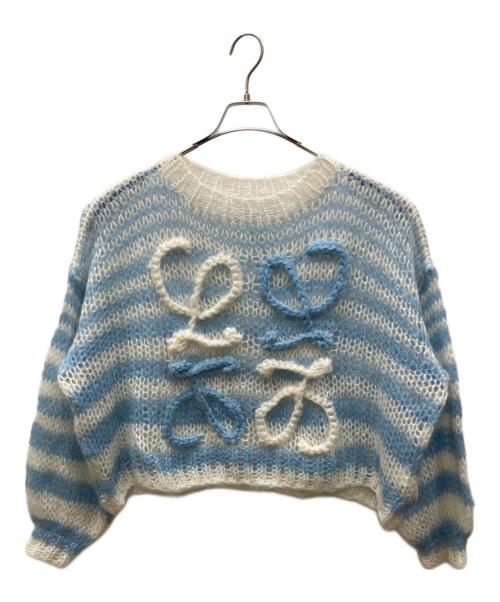 LOEWE（ロエベ）LOEWE (ロエベ) モヘア混アナグラムボリュームニット ブルー サイズ:xsの古着・服飾アイテム
