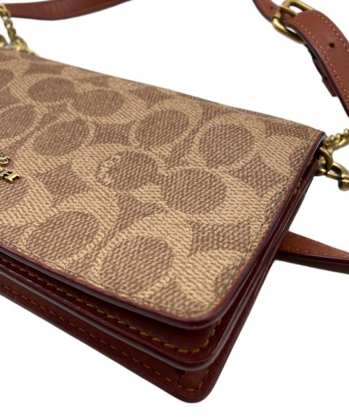COACH（コーチ）COACH (コーチ) コーティングキャンバス カーフレザー シグネチャー ショルダーバッグ ベージュの古着・服飾アイテム