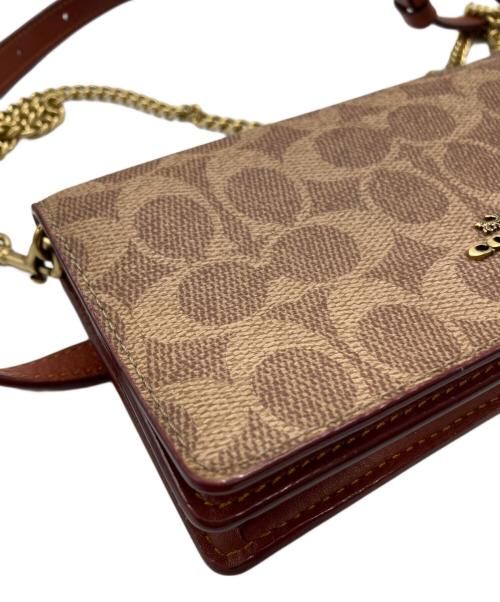 COACH（コーチ）COACH (コーチ) コーティングキャンバス カーフレザー シグネチャー ショルダーバッグ ベージュの古着・服飾アイテム