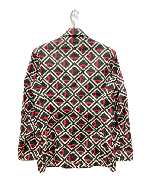 Maison Margiela（メゾンマルジェラ）Maison Margiela (メゾンマルジェラ) 総柄ピークドラペル ダブルジャケット ブラック×レッド サイズ:48の古着・服飾アイテム