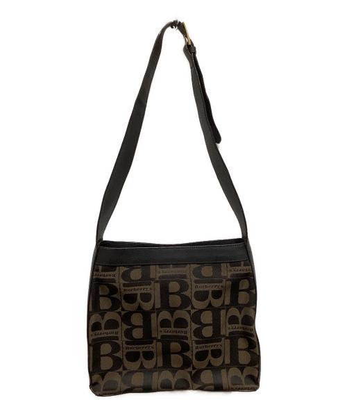 Burberry's（バーバリー）Burberry's (バーバリー) ジャガードロゴショルダーバッグ ブラック×ベージュの古着・服飾アイテム