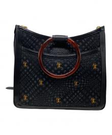 印傳屋（インデンヤ）の古着「トロンプルイユ2WAYバッグ」｜ブラック