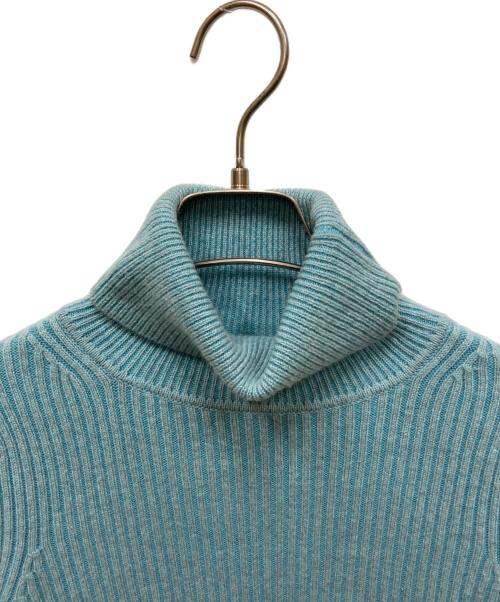 CABAN（キャバン）CABAN (キャバン) ウールコットンカシミヤリブ タートルニットプルオーバー ブルー サイズ:FREEの古着・服飾アイテム