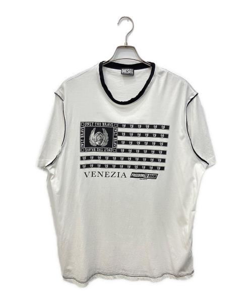 DIESEL（ディーゼル）DIESEL (ディーゼル) T-ROLLAND/インサイドアウト×カットオフデザインTシャツ ホワイト サイズ:3XLの古着・服飾アイテム