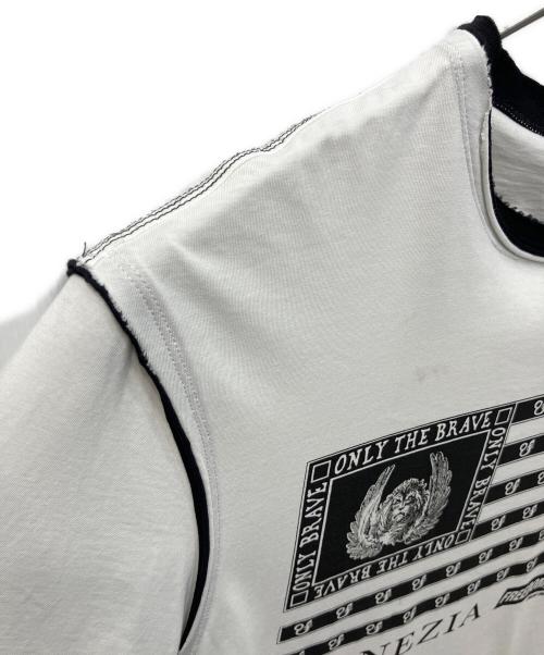 DIESEL（ディーゼル）DIESEL (ディーゼル) T-ROLLAND/インサイドアウト×カットオフデザインTシャツ ホワイト サイズ:3XLの古着・服飾アイテム