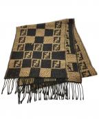 FENDIフェンディ）の古着「ズッカ柄マフラー」｜ブラック×ベージュ