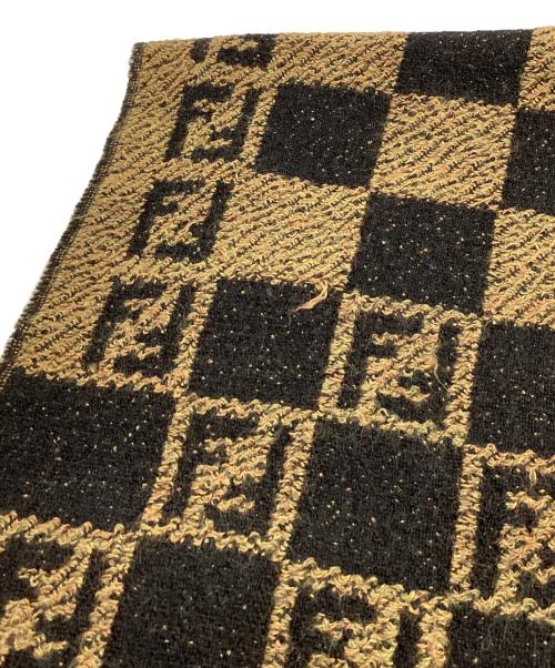 FENDI（フェンディ）FENDI (フェンディ) ズッカ柄マフラー ブラック×ベージュの古着・服飾アイテム