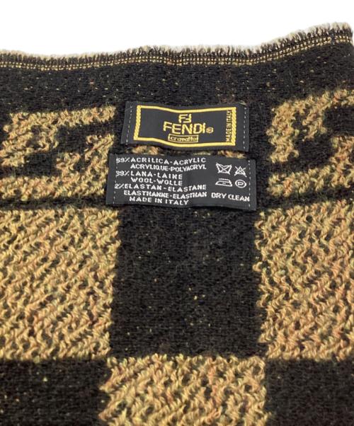 FENDI（フェンディ）FENDI (フェンディ) ズッカ柄マフラー ブラック×ベージュの古着・服飾アイテム