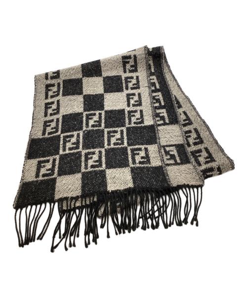FENDI（フェンディ）FENDI (フェンディ) ズッカ柄マフラー ブラック×グレーの古着・服飾アイテム