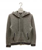 COACHコーチ）の古着「ラムレザーエルボーパッチニットパーカー」｜グレー