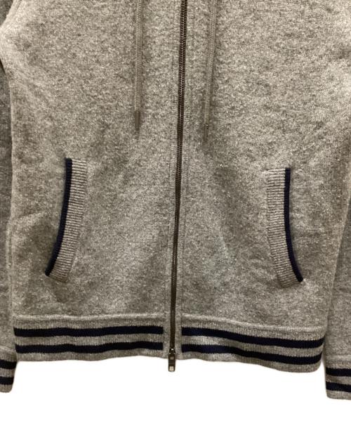 COACH（コーチ）COACH (コーチ) ラムレザーエルボーパッチニットパーカー グレー サイズ:XSの古着・服飾アイテム