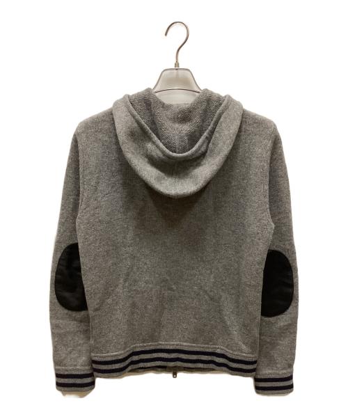 COACH（コーチ）COACH (コーチ) ラムレザーエルボーパッチニットパーカー グレー サイズ:XSの古着・服飾アイテム