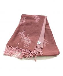 COACH（コーチ）の古着「馬車柄カシミヤ混マフラー」｜ピンク