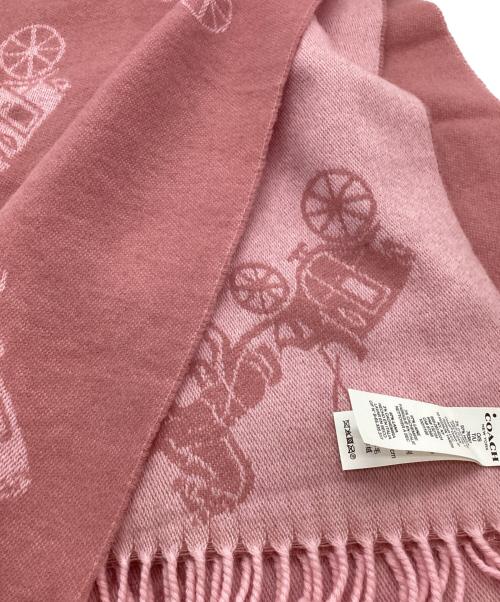 COACH（コーチ）COACH (コーチ) 馬車柄カシミヤ混マフラー ピンクの古着・服飾アイテム